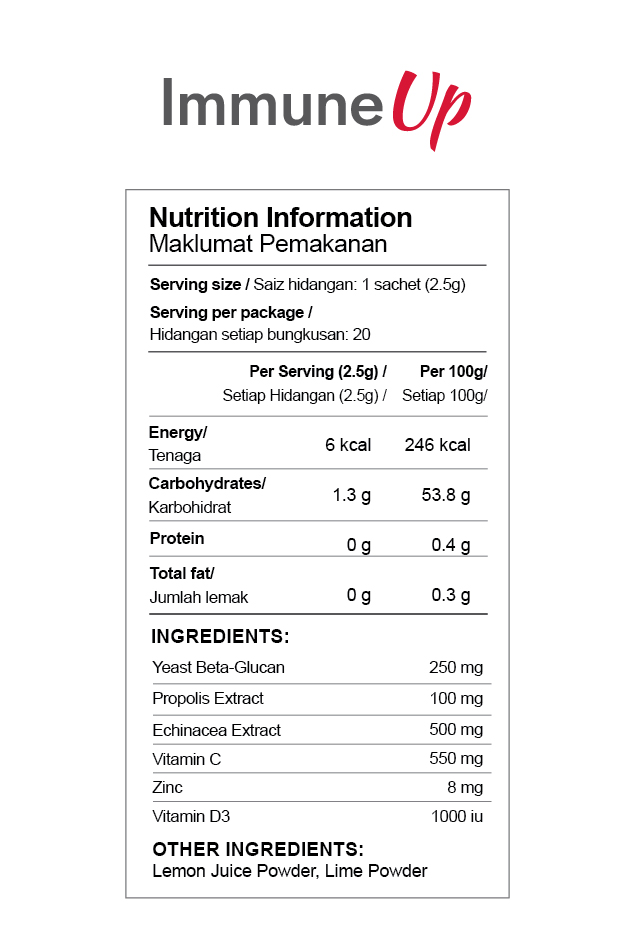 Nutrition Facts ImmuneUp
