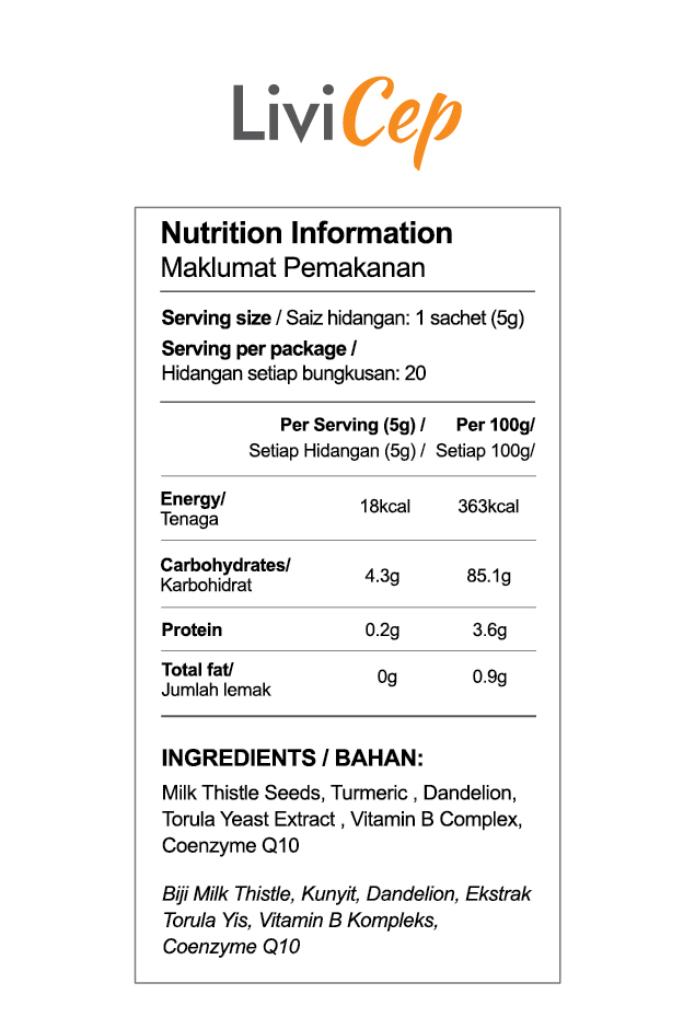 Nutrition Facts LiviCep