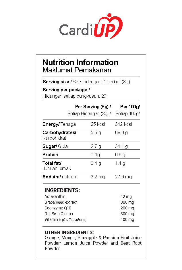 Nutrition Facts 220822 CardiUp